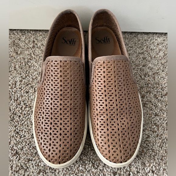Sofft Perforated Brown Slip-On Sneakers - Picture 1 of 6